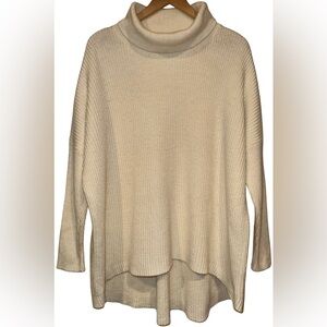 Soft Surroundings Wool Cashmere Cotton Blend Ribbed Turtleneck Sweater Size XL